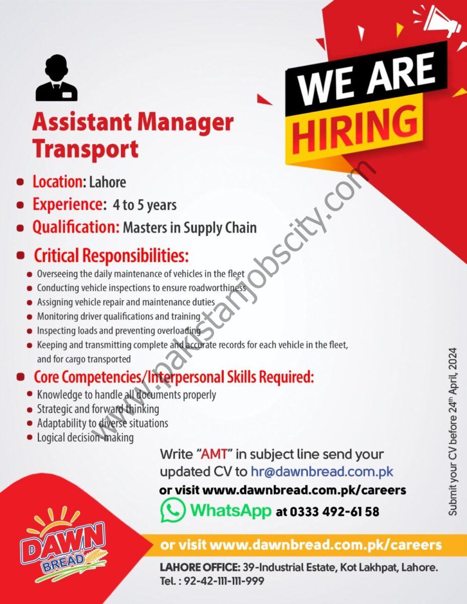 Dawn Bread Jobs Assistant Manager Transport 1