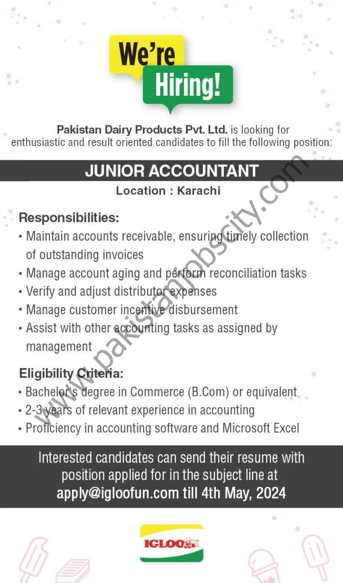 Pakistan Dairy Products Pvt Ltd Jobs Junior Accountant 1