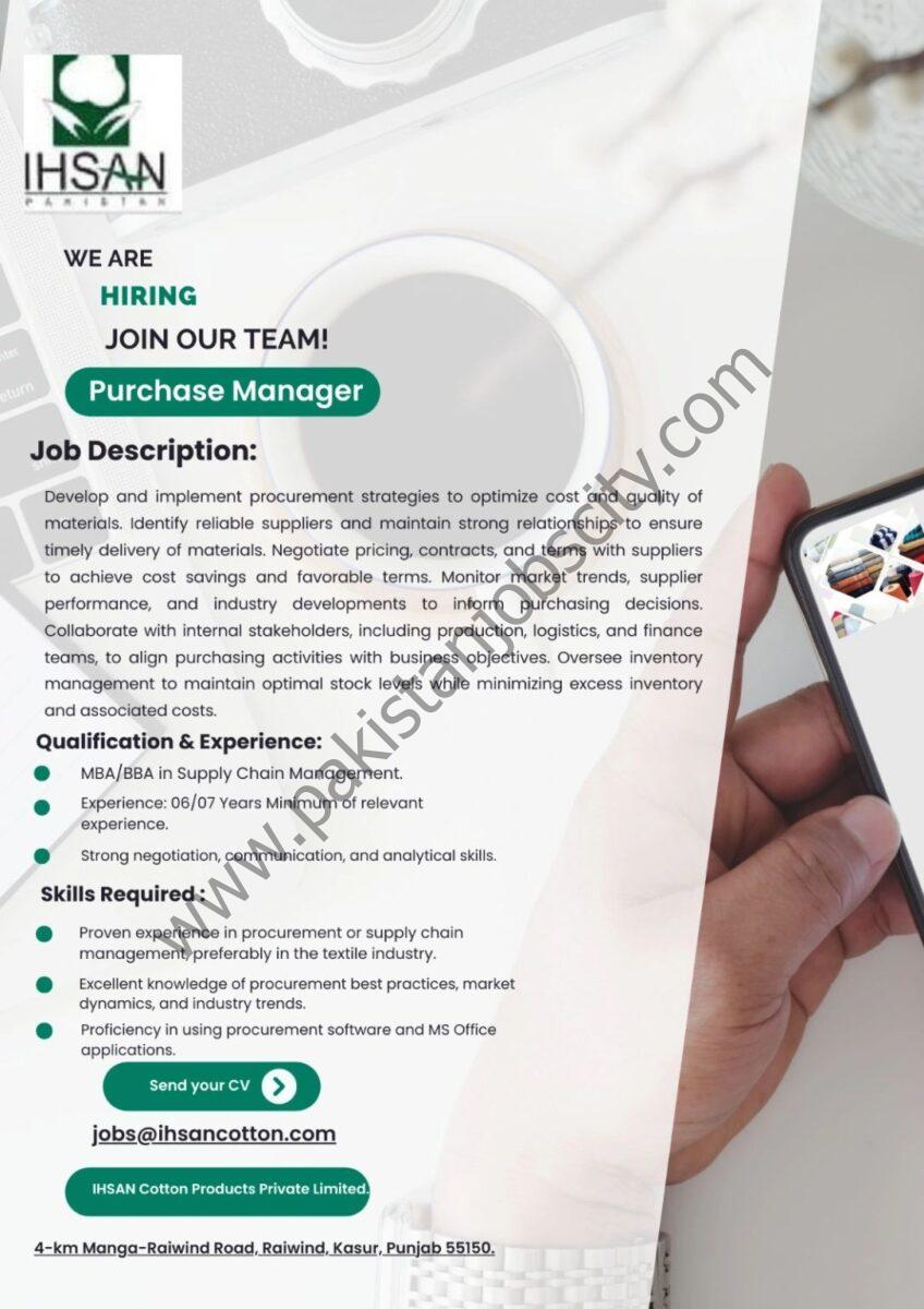 Ihsan Sons Pvt Ltd Jobs Purchase Manager 1