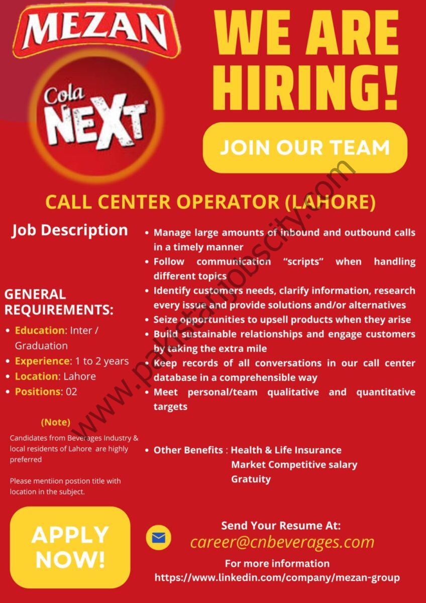 Mezan Beverages Jobs Call Center Operator 1