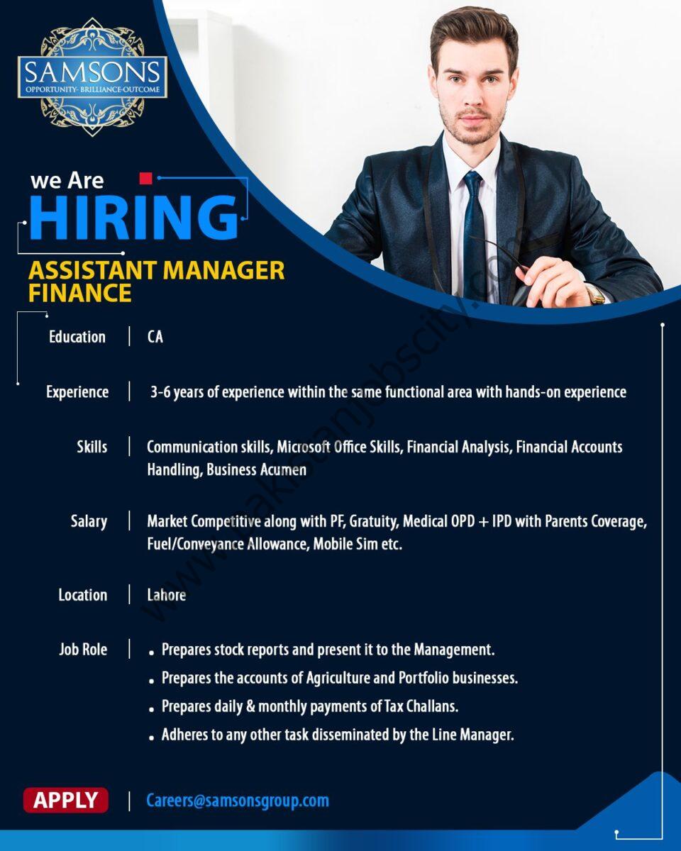 Samsons Group Of Companies Jobs Assistant Manager Finance 1