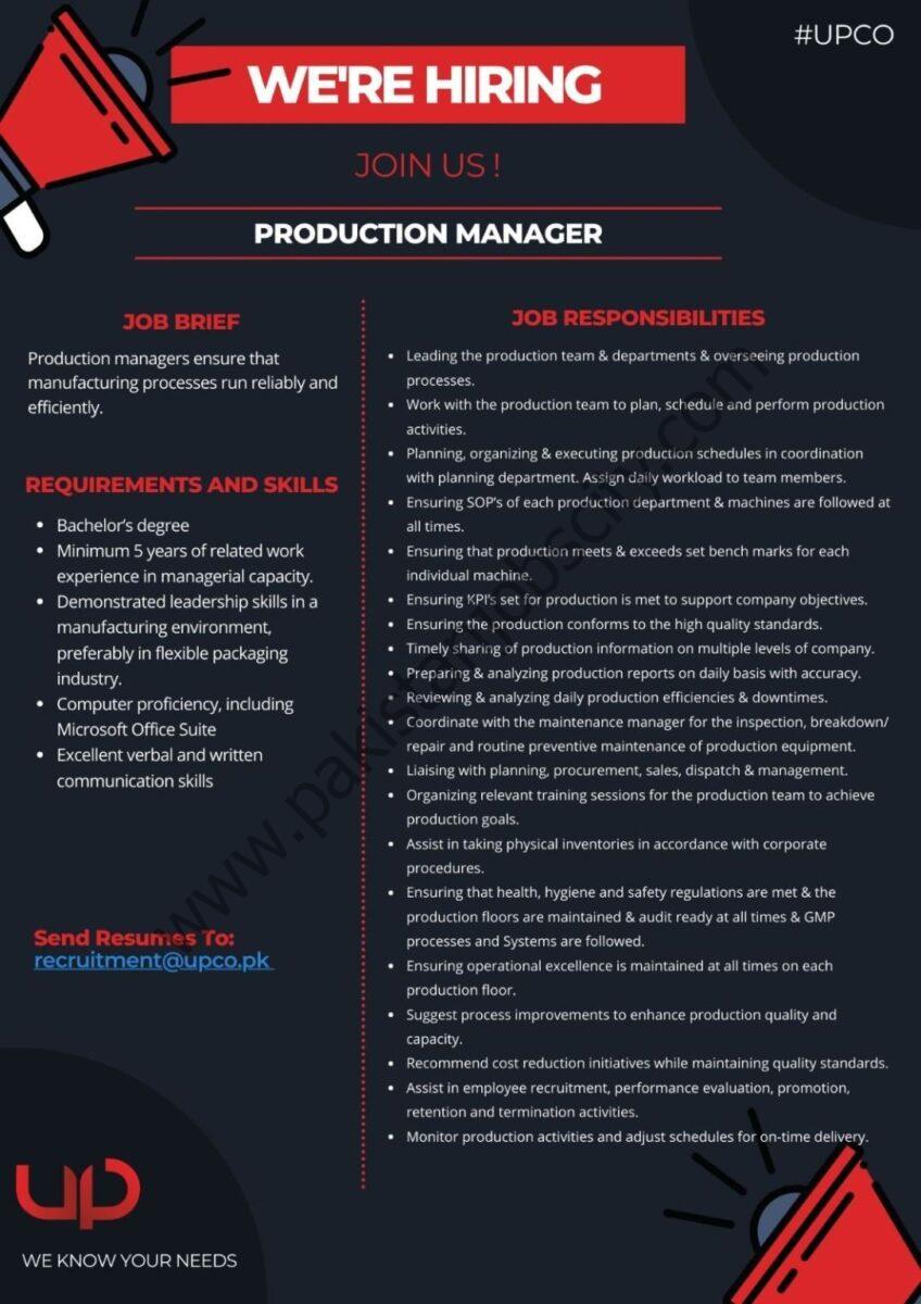 Universal Packaging Pvt Ltd Jobs Production Manager 1