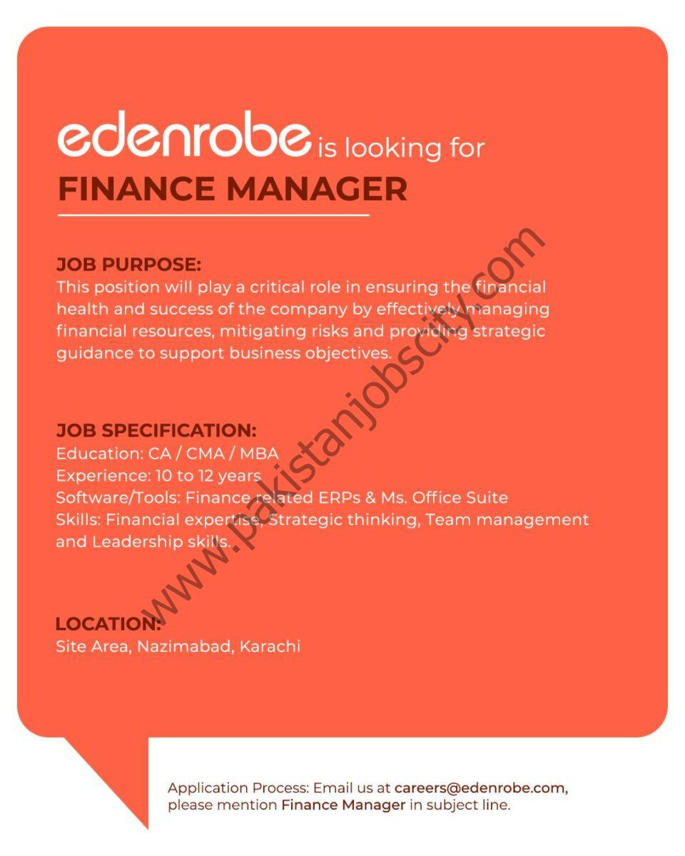 Edenrobe Jobs Finance Manager 1