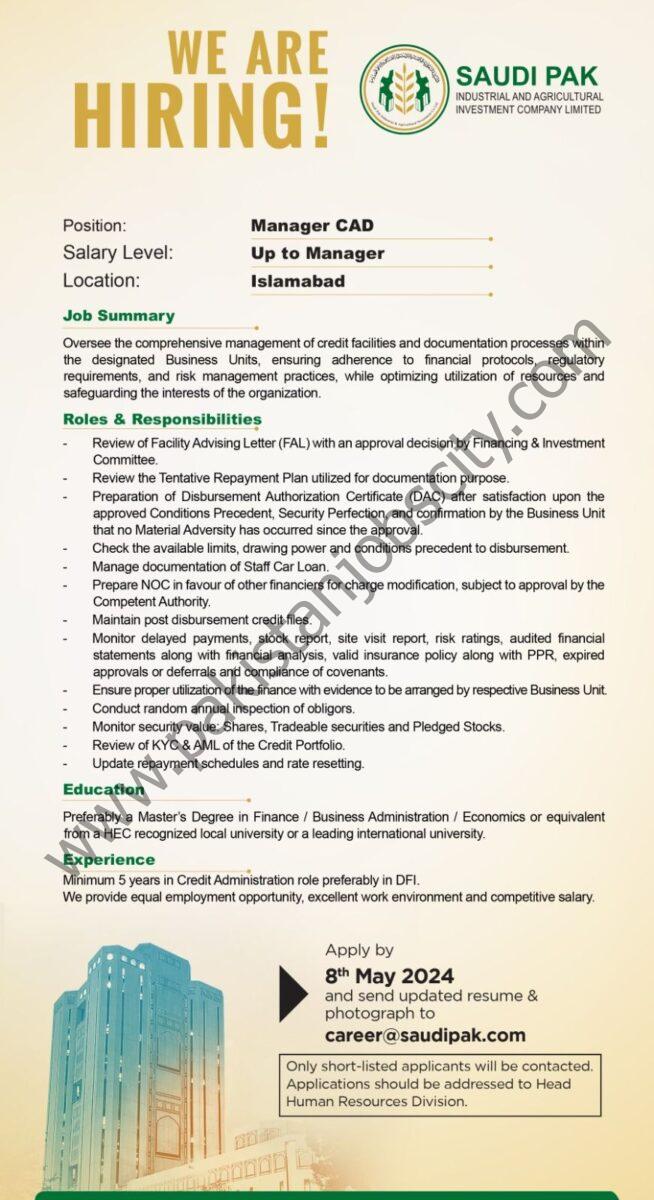 Saudi Pak Investment Company Jobs Manager Credit Administration 1