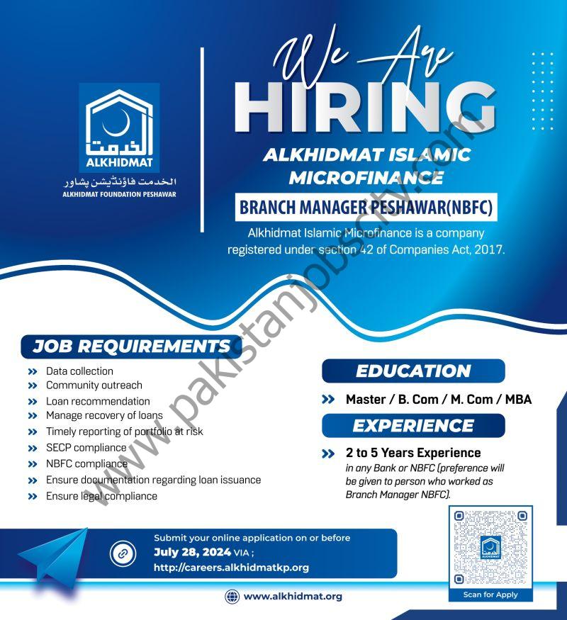 Alkhidmat Foundation Pakistan Jobs Branch Manager 1