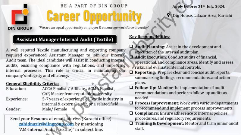 Din Group Jobs Assistant Manager Internal Audit (Textile) 1