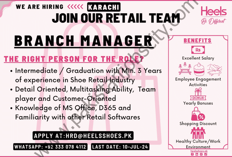 Heels Shoes Jobs Branch Manager 1