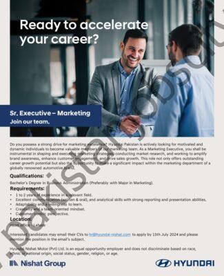 Hyundai Nishat Motor Pvt Ltd Jobs Senior Executive Marketing