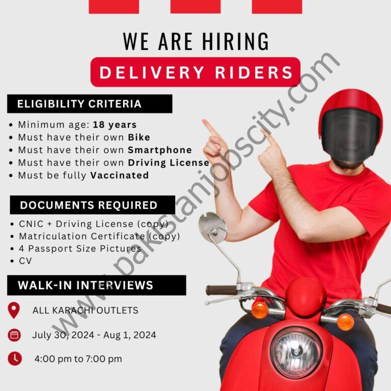 KFC Pakistan Jobs Delivery Riders
