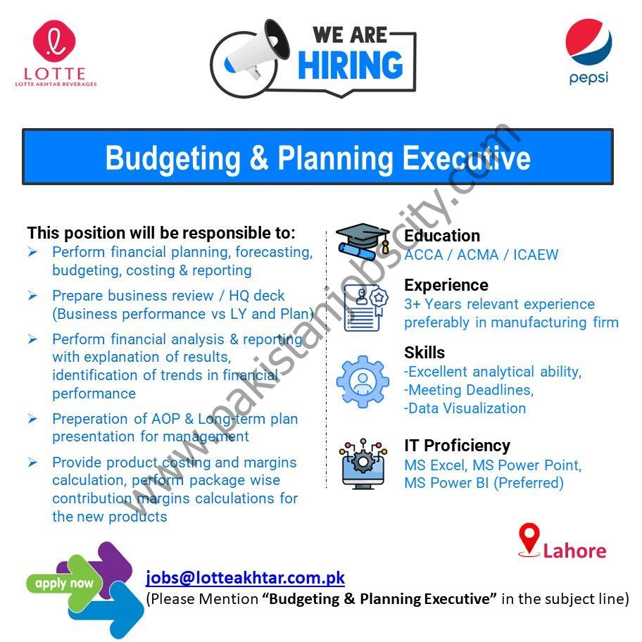 LOTTE Akhtar Beverages Jobs Budgeting & Planning Executive 1