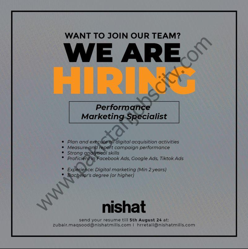 Nishat Linen NL Jobs Performance Marketing Specialist 1