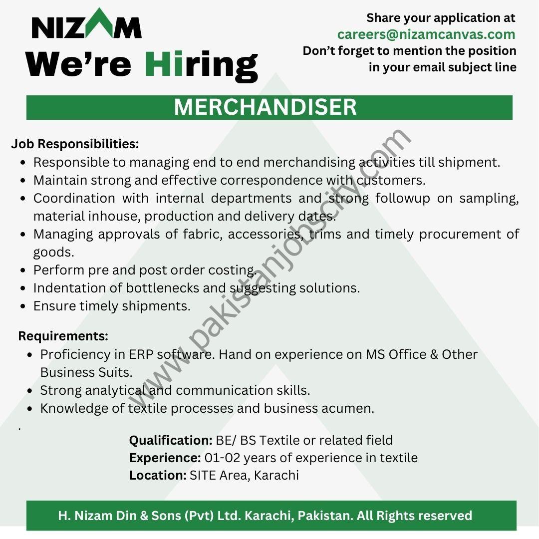 Nizam Canvas Jobs Merchandiser 1