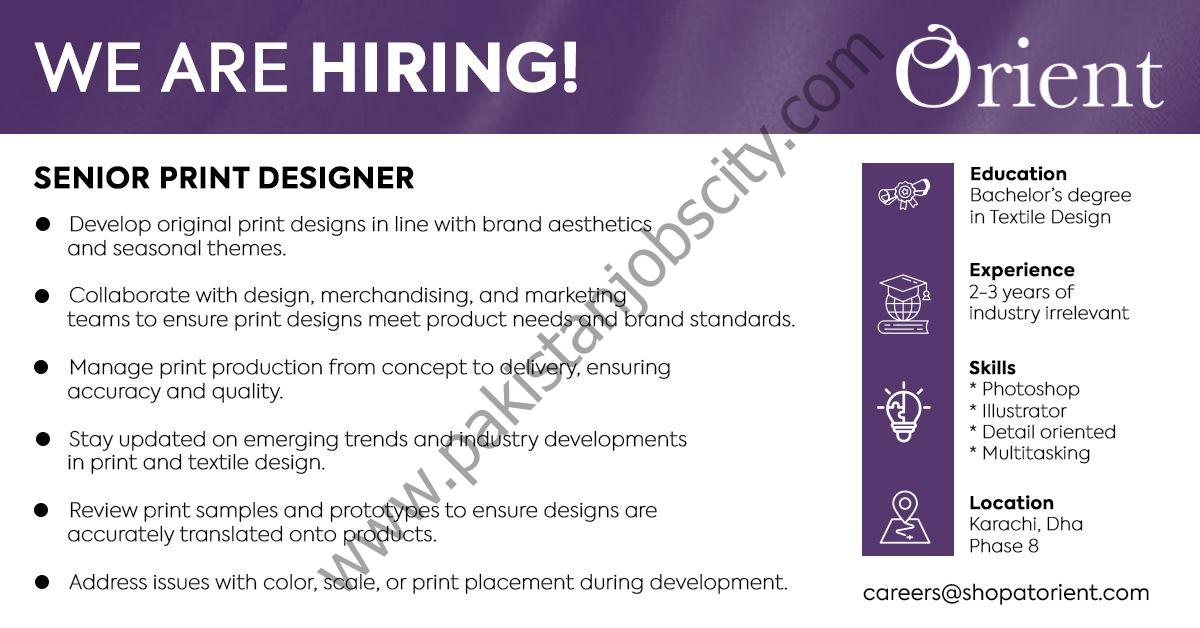 Orient Textile Mills Jobs Senior Print Designer 1