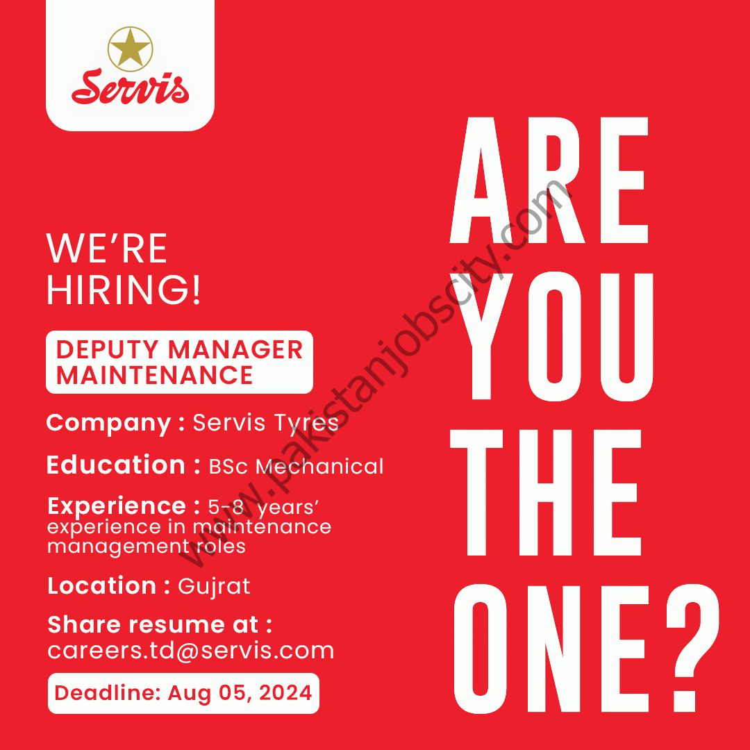 Servis Tyres Jobs Deputy Manager Maintenance 1