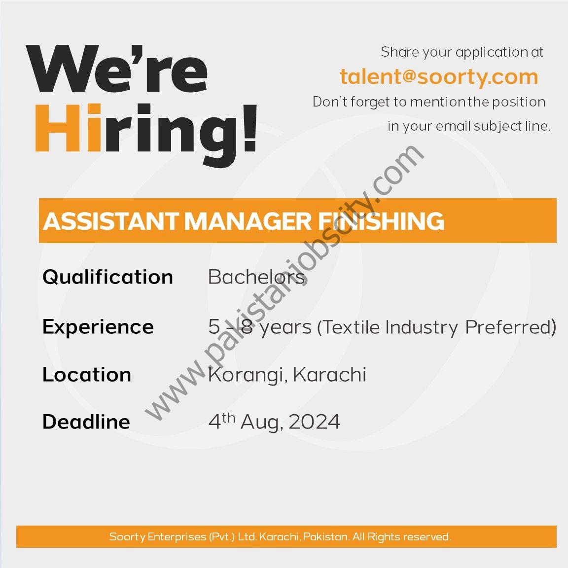 Soorty Enterprises Pvt Ltd Jobs Assistant Manager Finishing 1