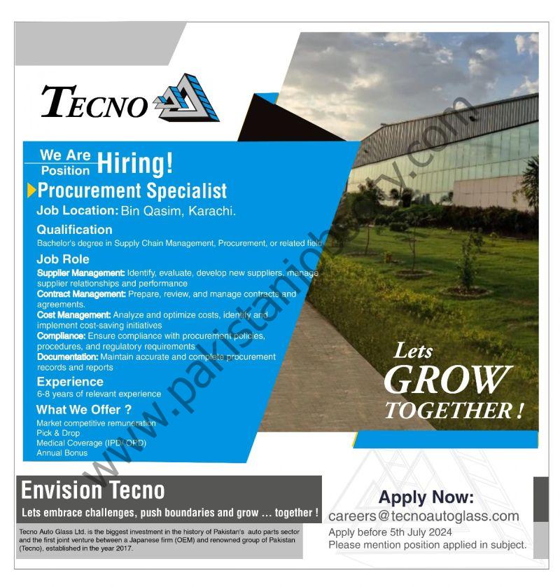 Techno Auto Glass Limited Jobs Procurement Specialist 1