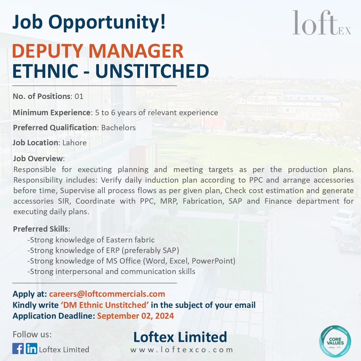 Loftex Limited Jobs Deputy Manager Ethnic 1