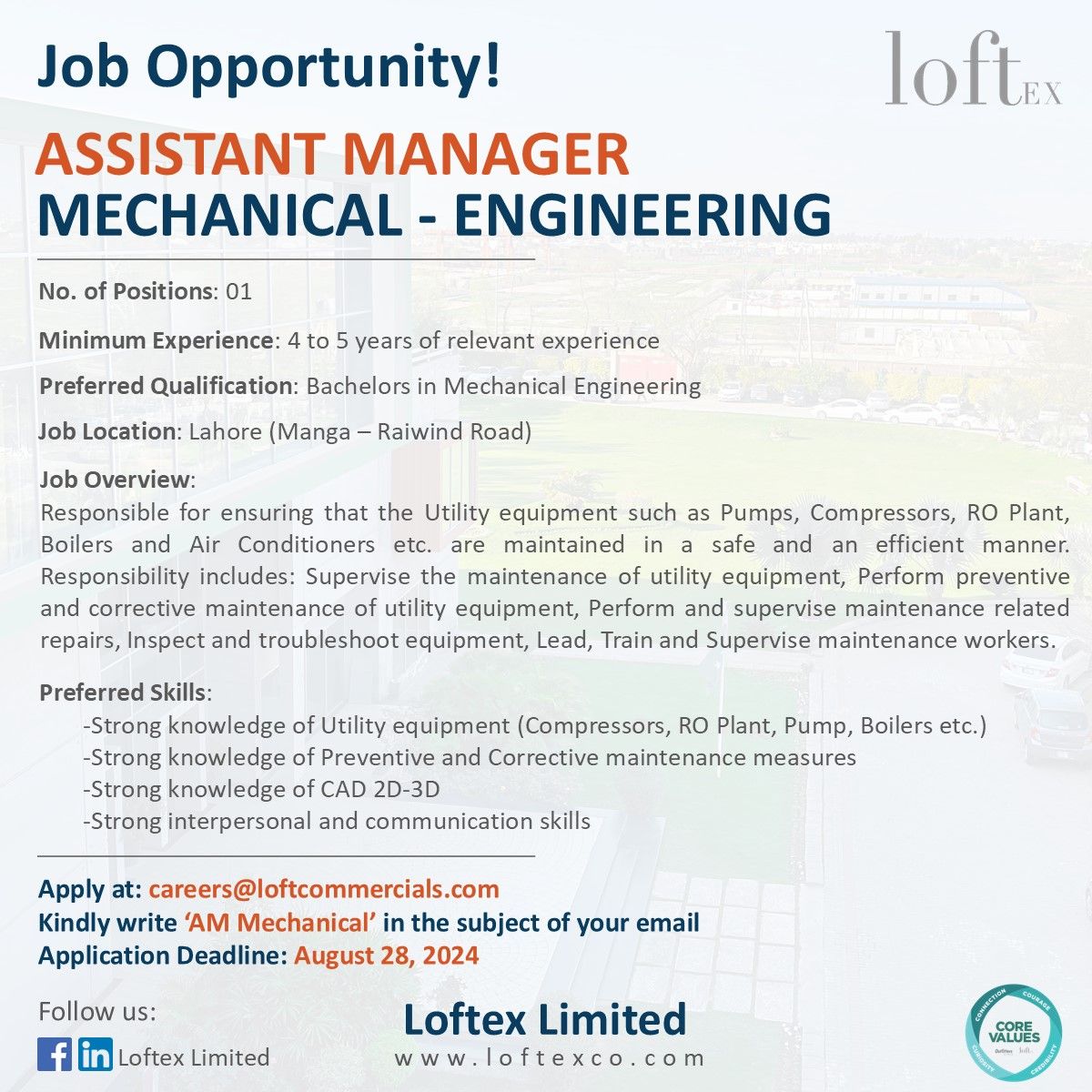 Loftex Limited Jobs Assistant Manager Mechanical Engineering 1