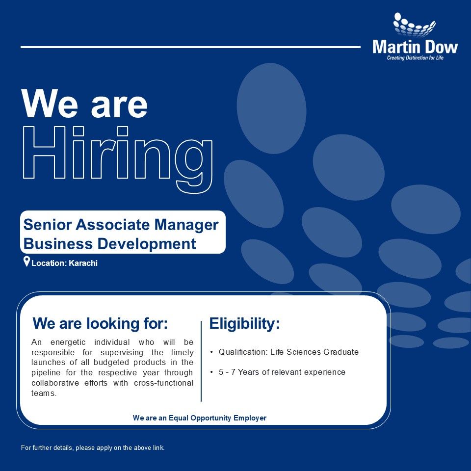 Martin Dow Limited Jobs Senior Associate Manager Business Development 1