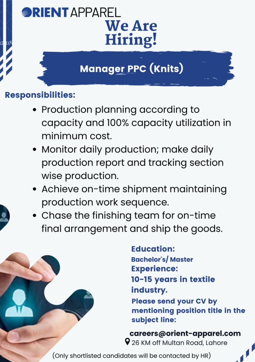 Orient Apparel Pvt Ltd Jobs August 2024 1