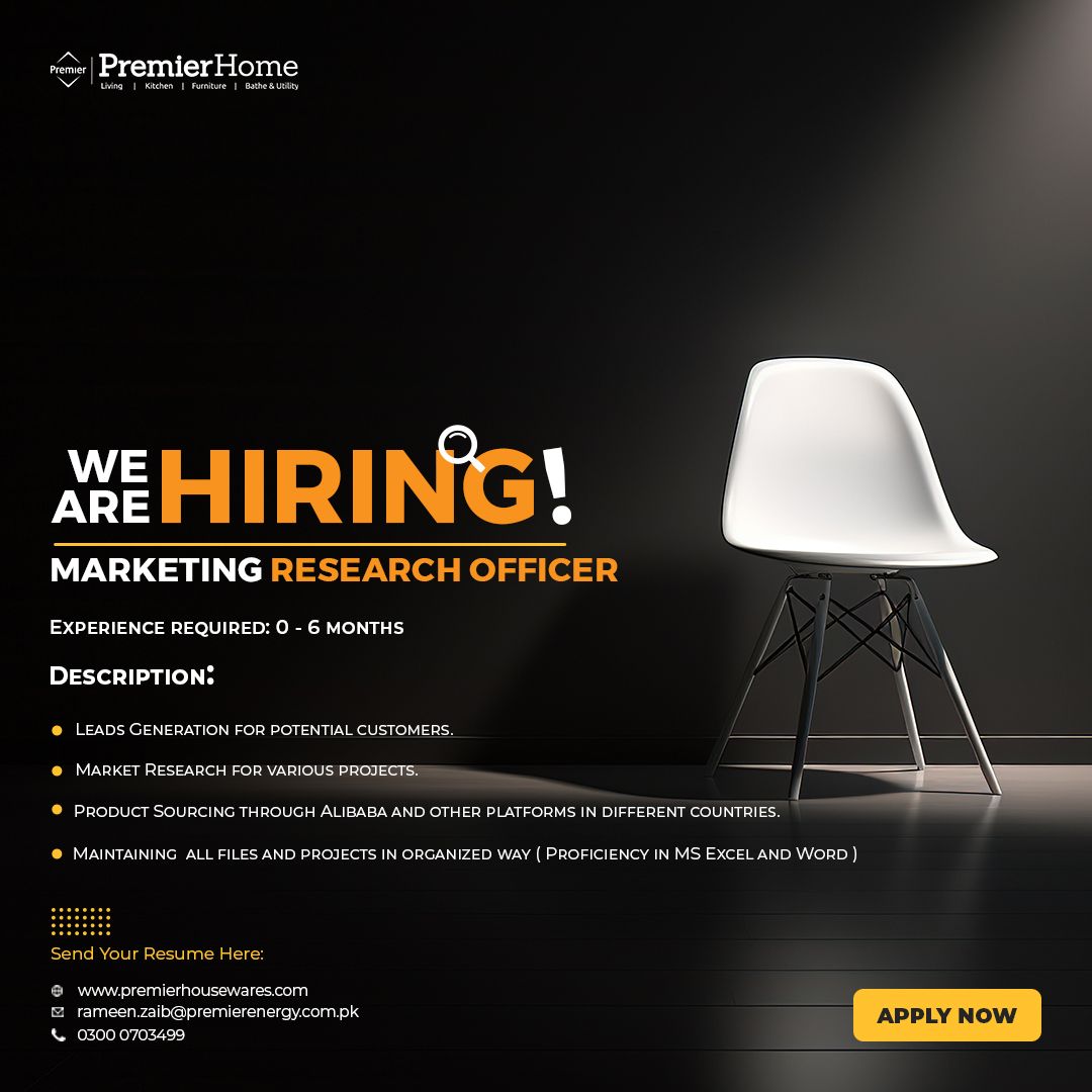 Premier Home Jobs Marketing Research Officer 1