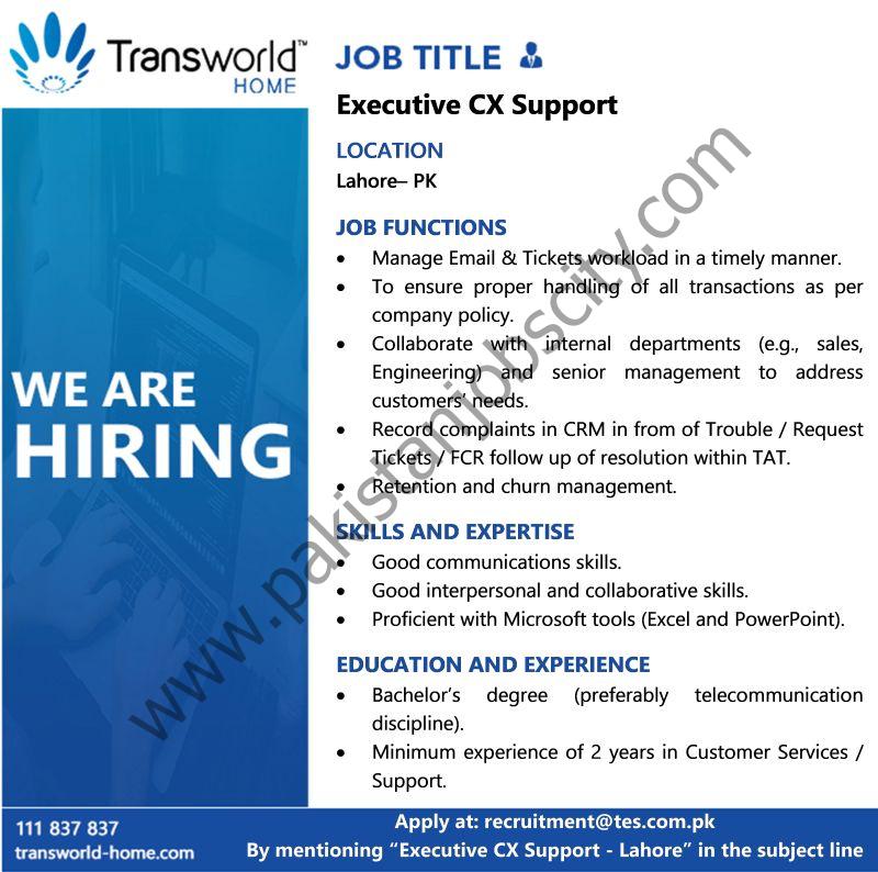 Transworld Home Jobs Exexutive CX Support 1