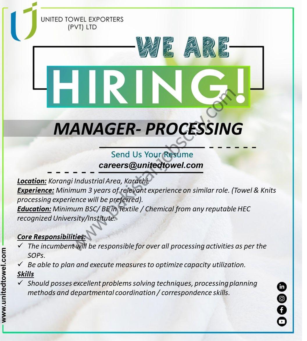 United Towels Jobs Manager Processing 1