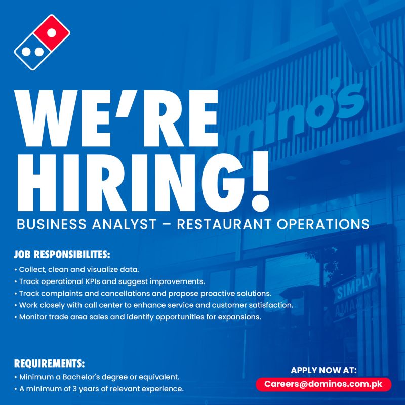 Domino's Pizza Pakistan Jobs Business Analyst 1