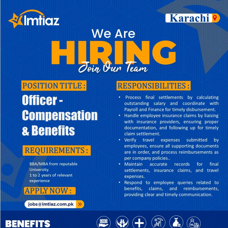 Imtiaz Super Market Jobs Officer Compensation & Benefits 1