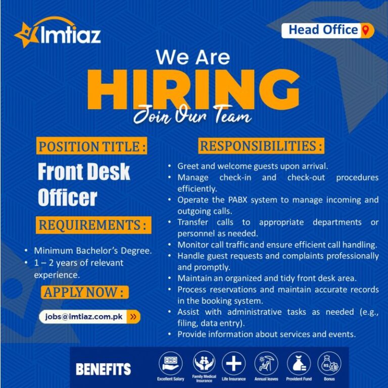 Imtiaz Super Market Jobs Front Desk Officer