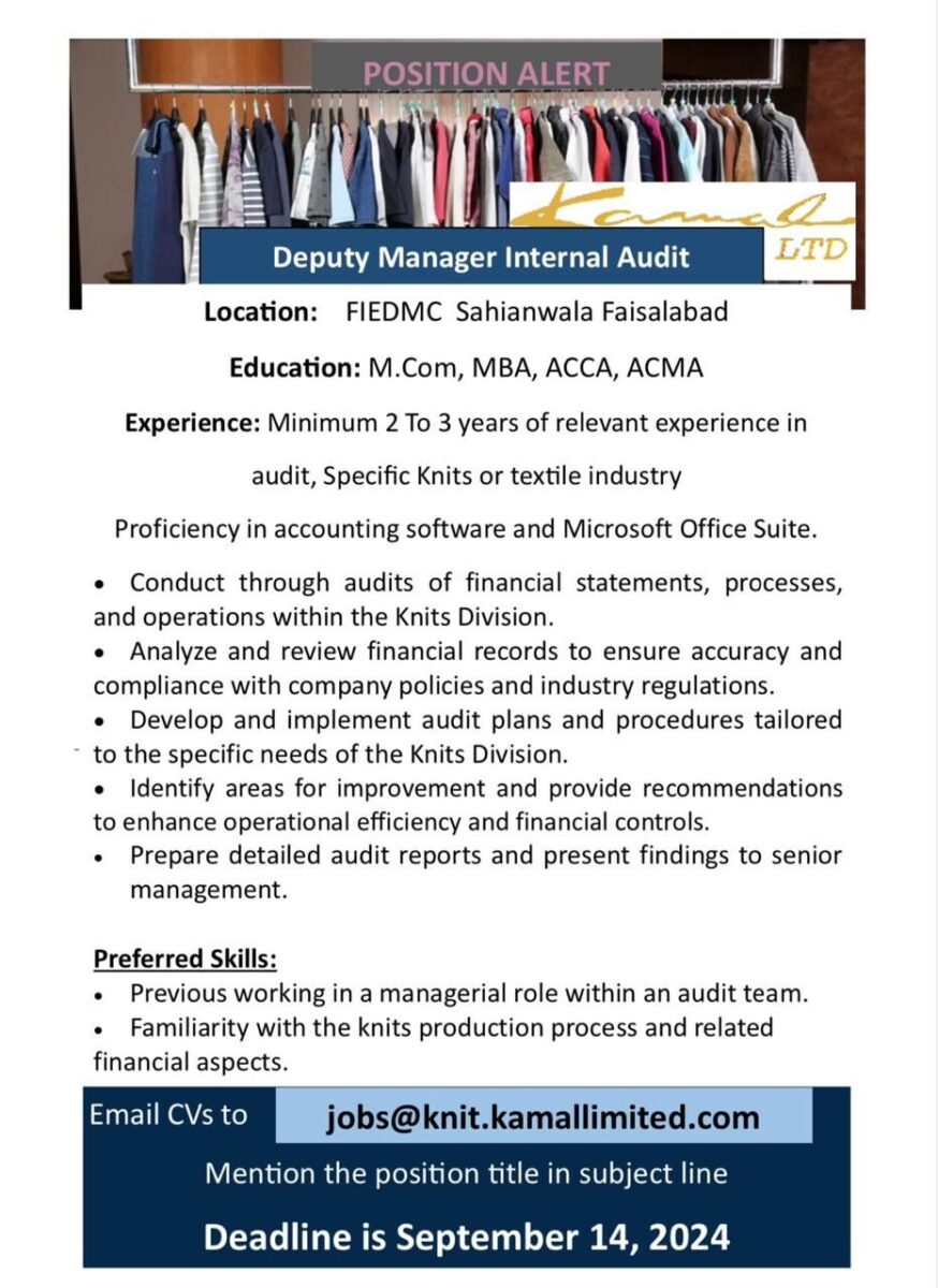 Kamal Limited Jobs Deputy Manager Internal Audit 1
