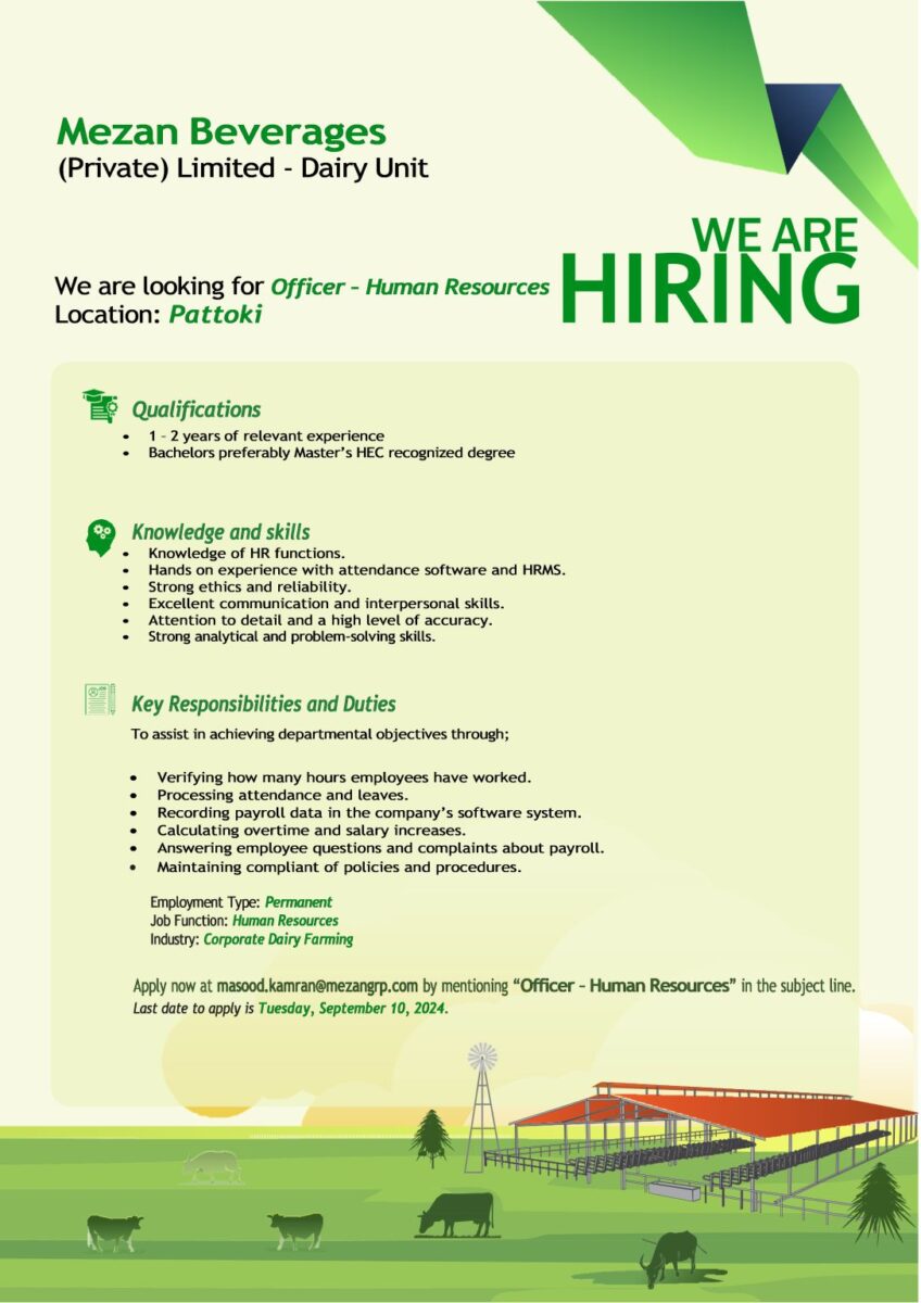 Mezan Beverages Jobs Officer Human Resources 1