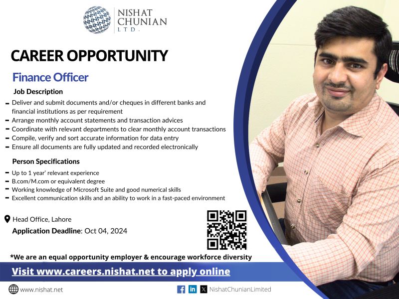 Nishat Chunian Group NCG Jobs Finance Officer 1