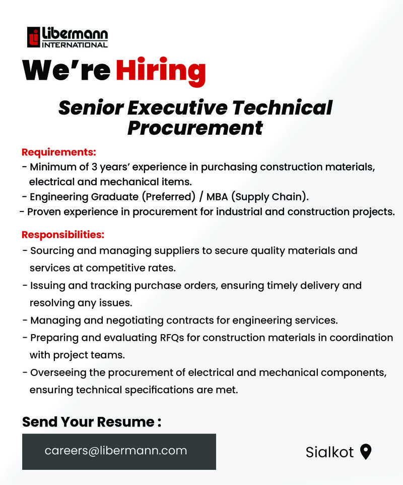 Nizam Sons Pvt Ltd Jobs Senior Executive Technical Procurement 1