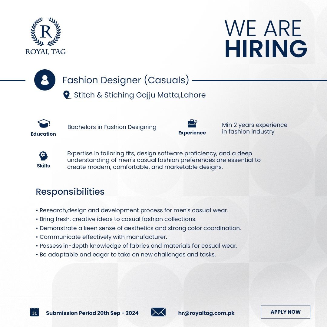 Royal Tag Jobs Fashion Designer 1