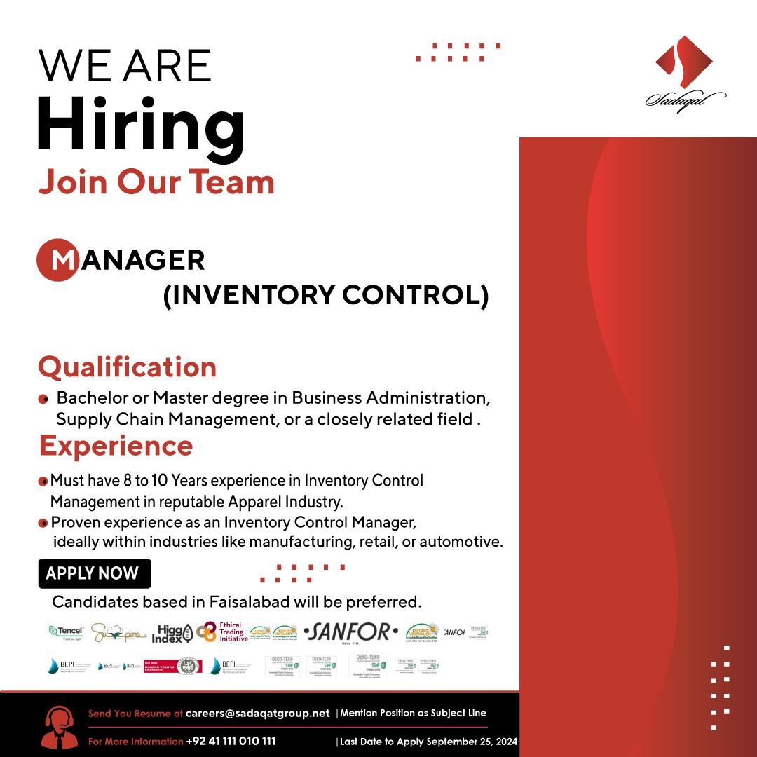 Sadaqat Ltd Jobs Manager Inventory Control 1