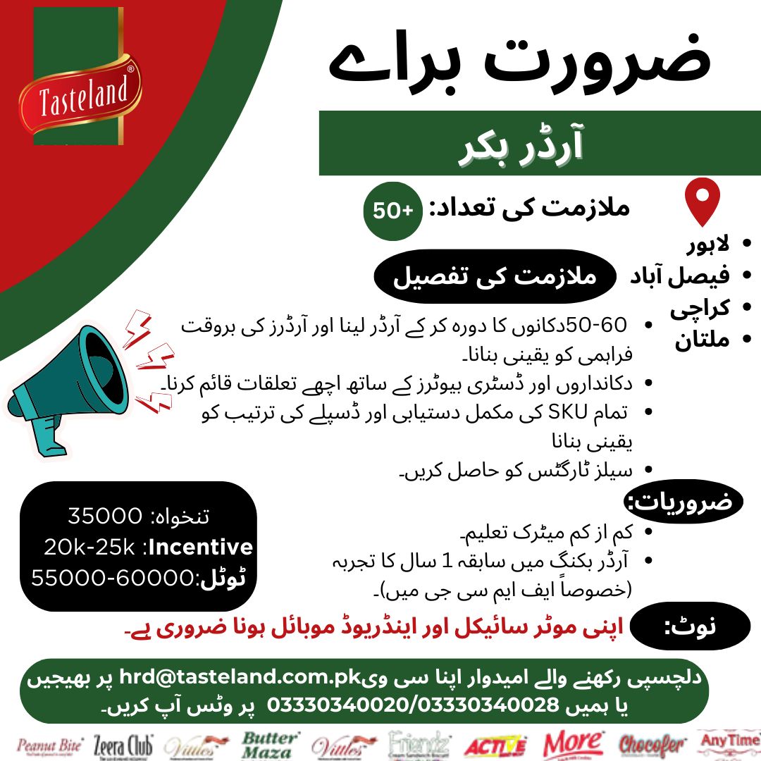 Tasteland Pvt Ltd Jobs Order Booker 1