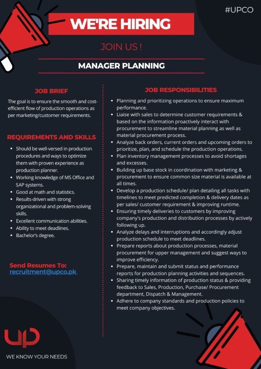 Universal Packaging Pvt Ltd Jobs Manager Planning 1