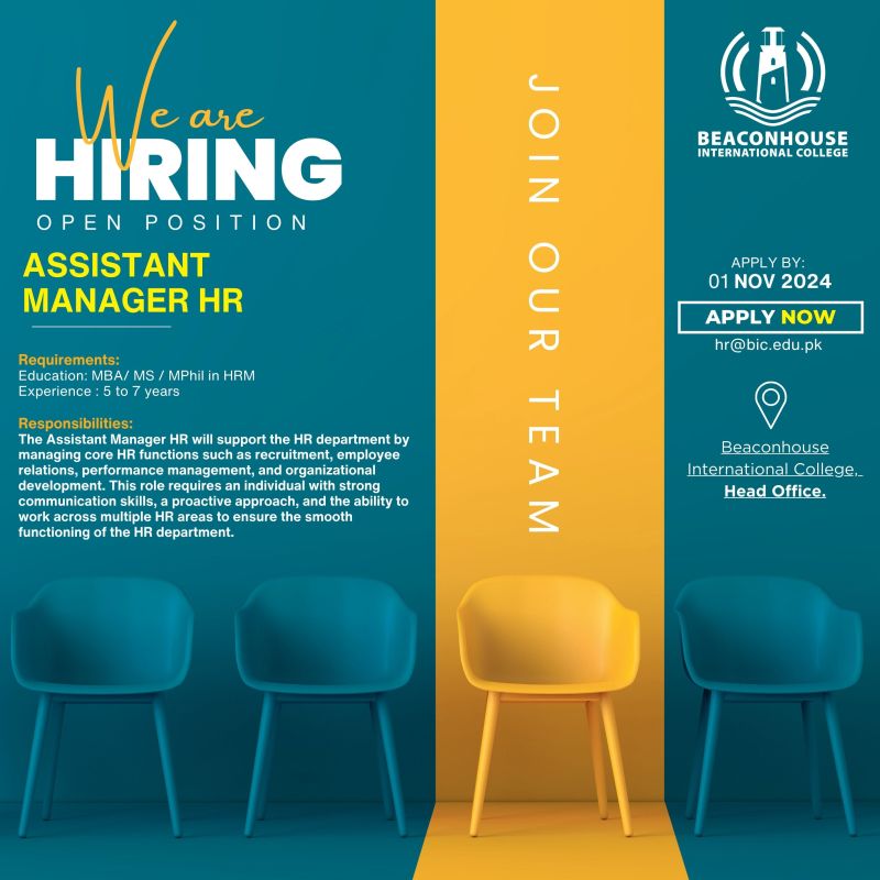 Beaconhouse International College Jobs Assistant Manager HR 1