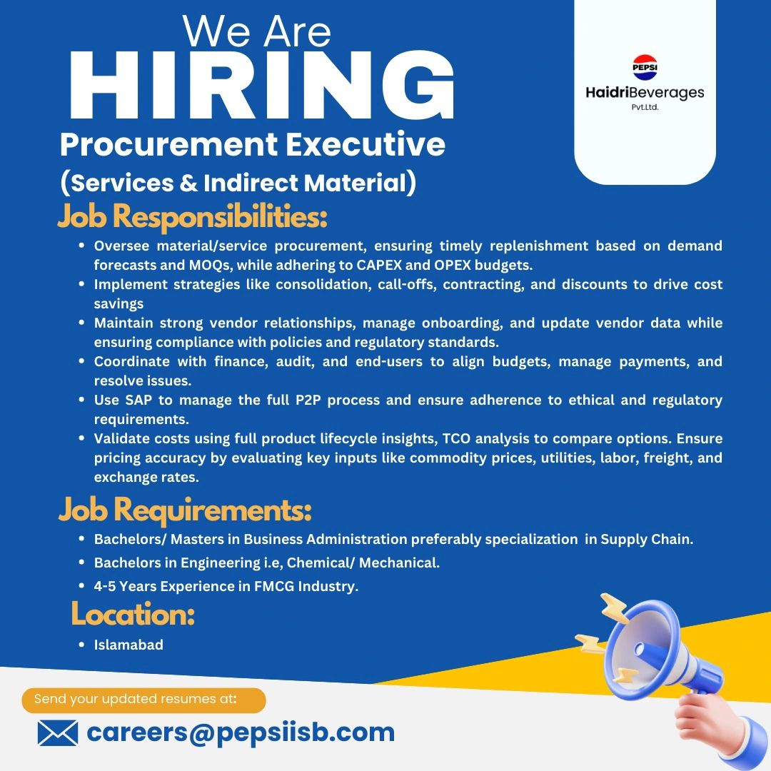 Haidri Beverages Pvt Ltd Jobs Procurment Executive 1