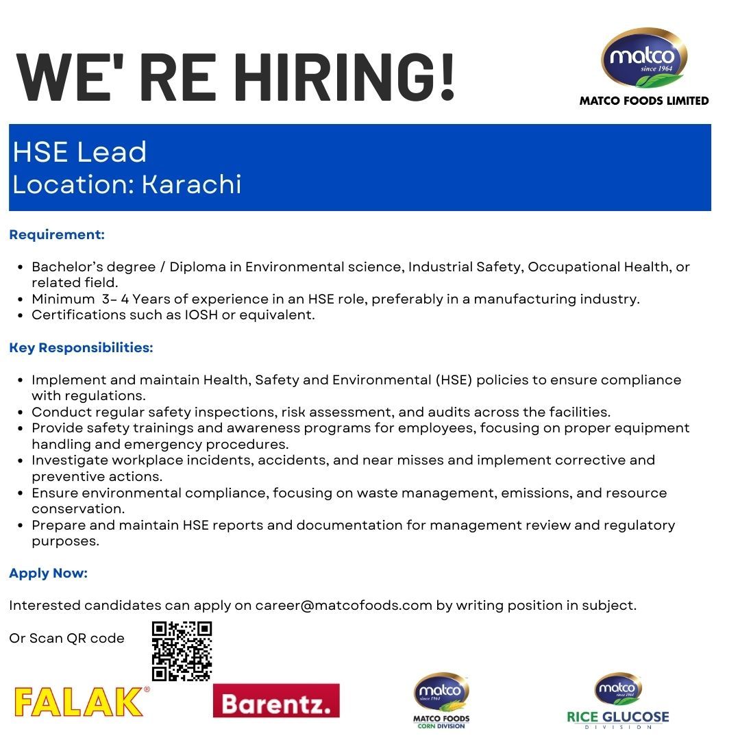 Matco Foods Limited Jobs HSE Lead 1