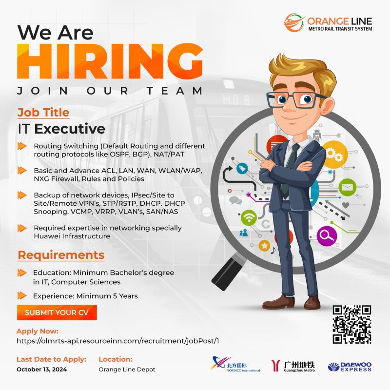 Orangeline Metro Rail Transit System OLMRTS Jobs IT Executive 1