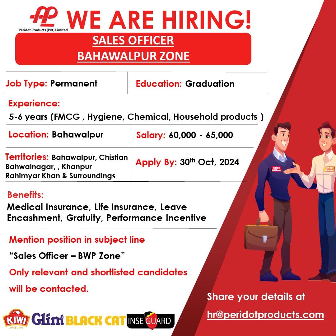 Peridot Products (Pvt) Limited Jobs Sales Officer 1