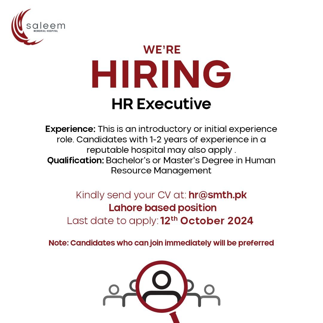 Saleem Memorial Hospital Jobs HR Executive 1