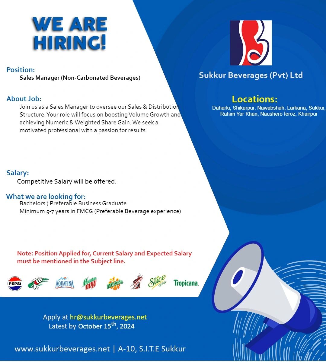 Sukkur Beverages Pvt Ltd Jobs Sales Manager 1