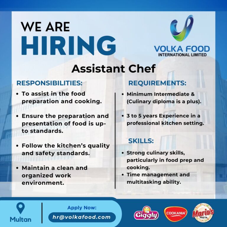 Volka Food International Limited Jobs Assistant Chef