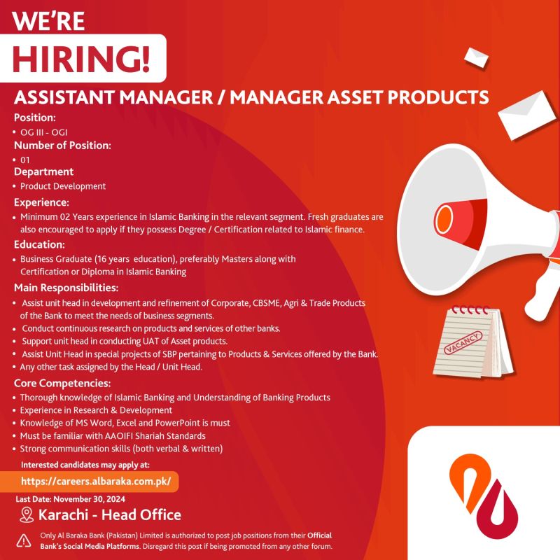 Albaraka Bank Pakistan Jobs November 2024 2