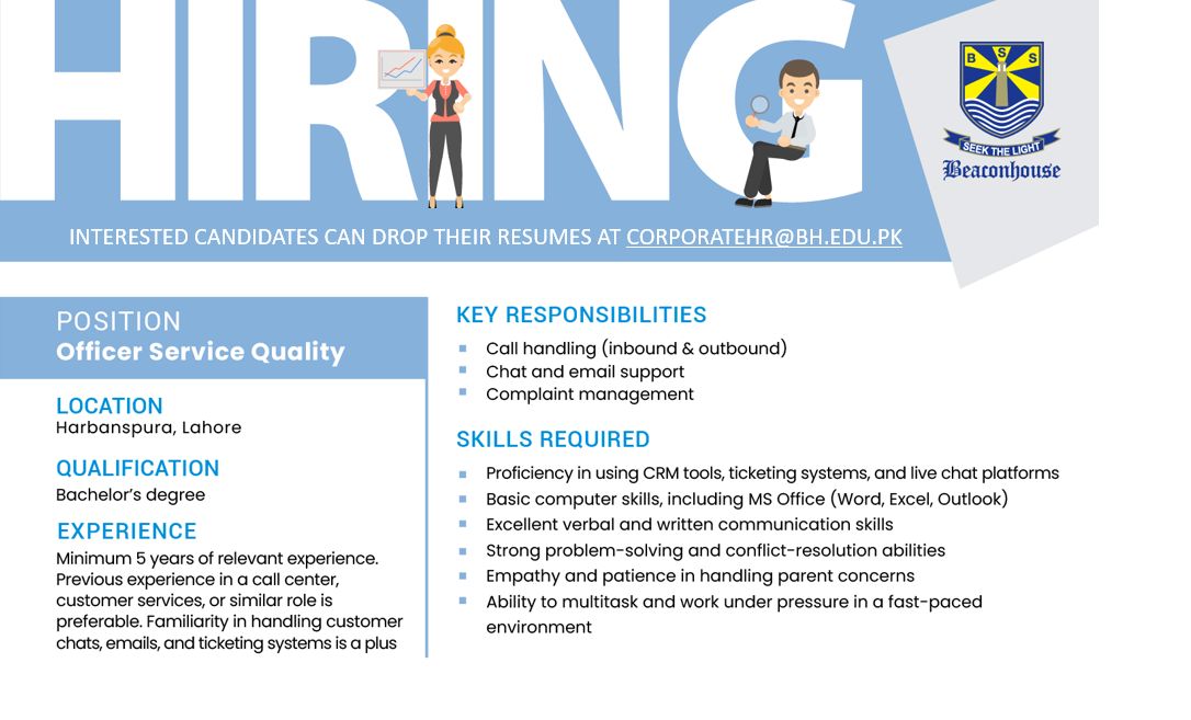 Beaconhouse Group Jobs Officer Service Quality 1