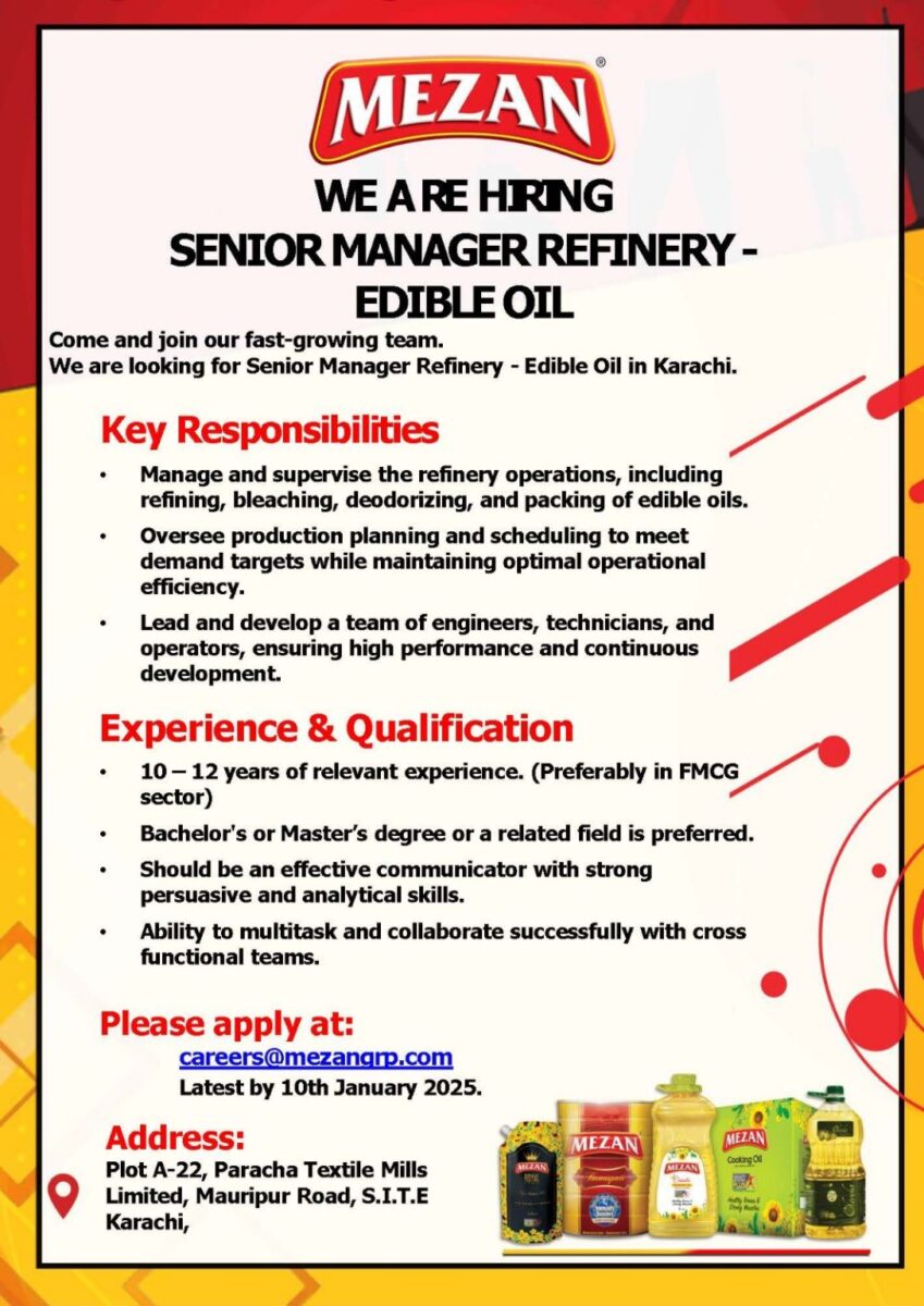 Mezan Group Jobs Senior Manager Refinery 1