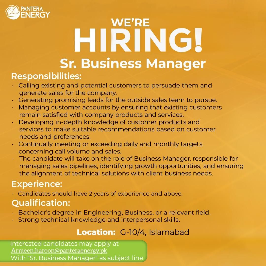 Pantera Energy Limited Jobs Sr Business Manager 1